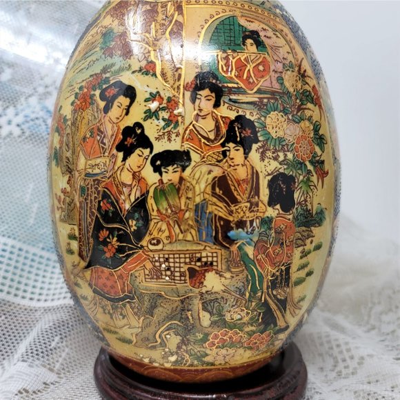 Vintage Accents Royal Satsuma Hand Painted Egg Japanese Geisha Oriental Asian Poshmark